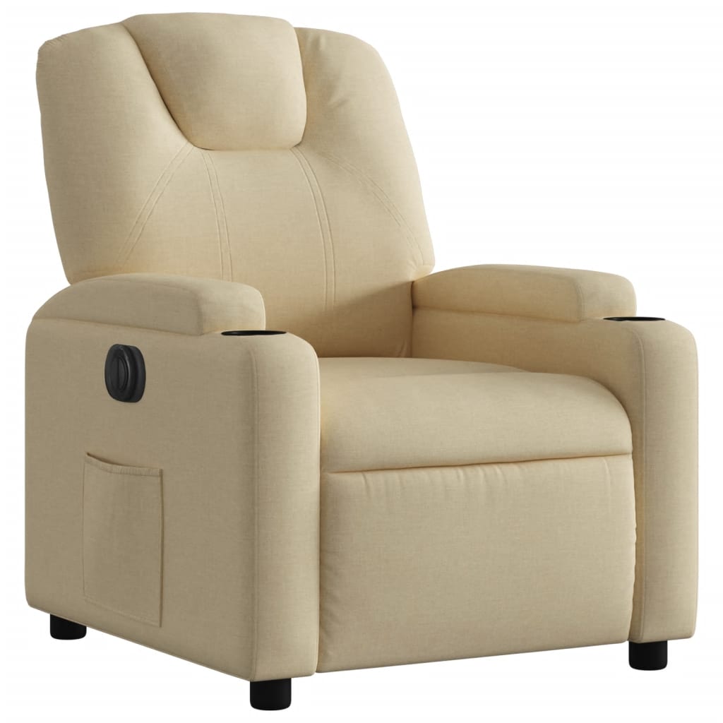 Fauteuil inclinable électrique en tissu crème