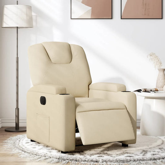 Fauteuil inclinable électrique en tissu crème