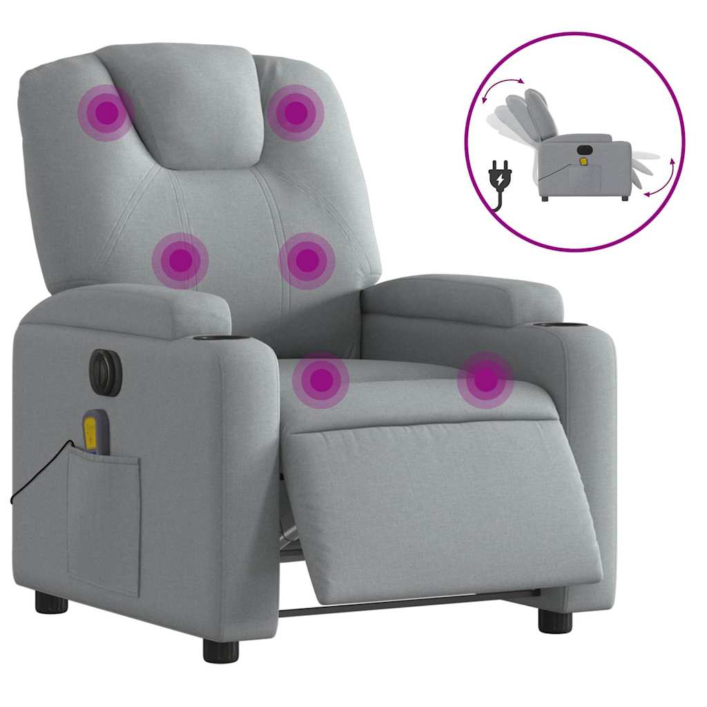 Fauteuil de massage électrique en tissu gris clair