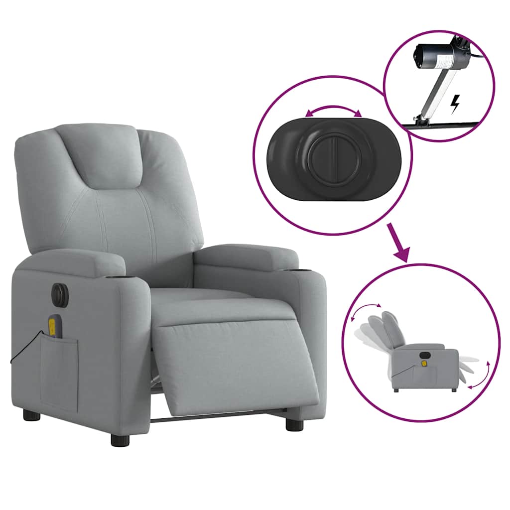 Fauteuil de massage électrique en tissu gris clair