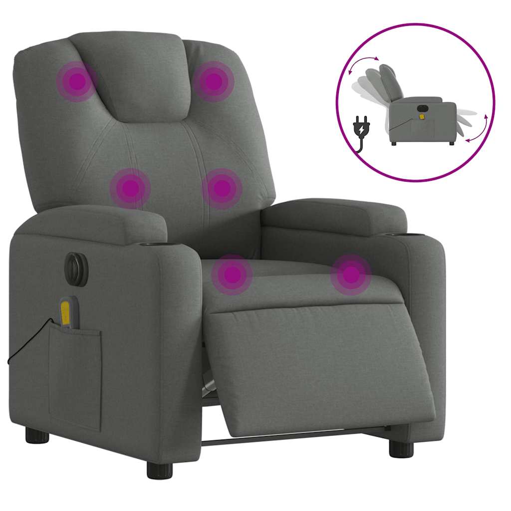 Fauteuil de massage électrique en tissu gris foncé