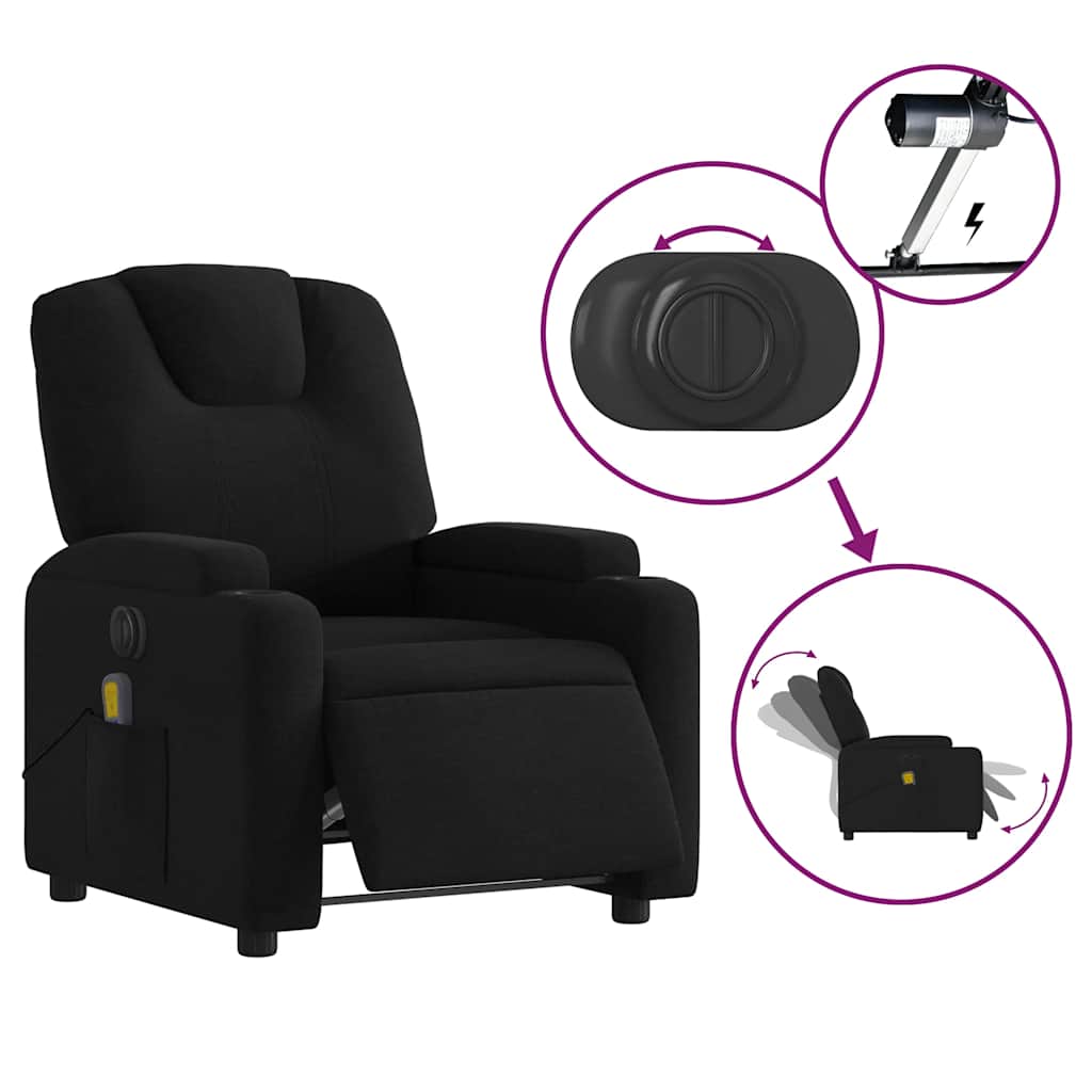Fauteuil de massage électrique en tissu noir