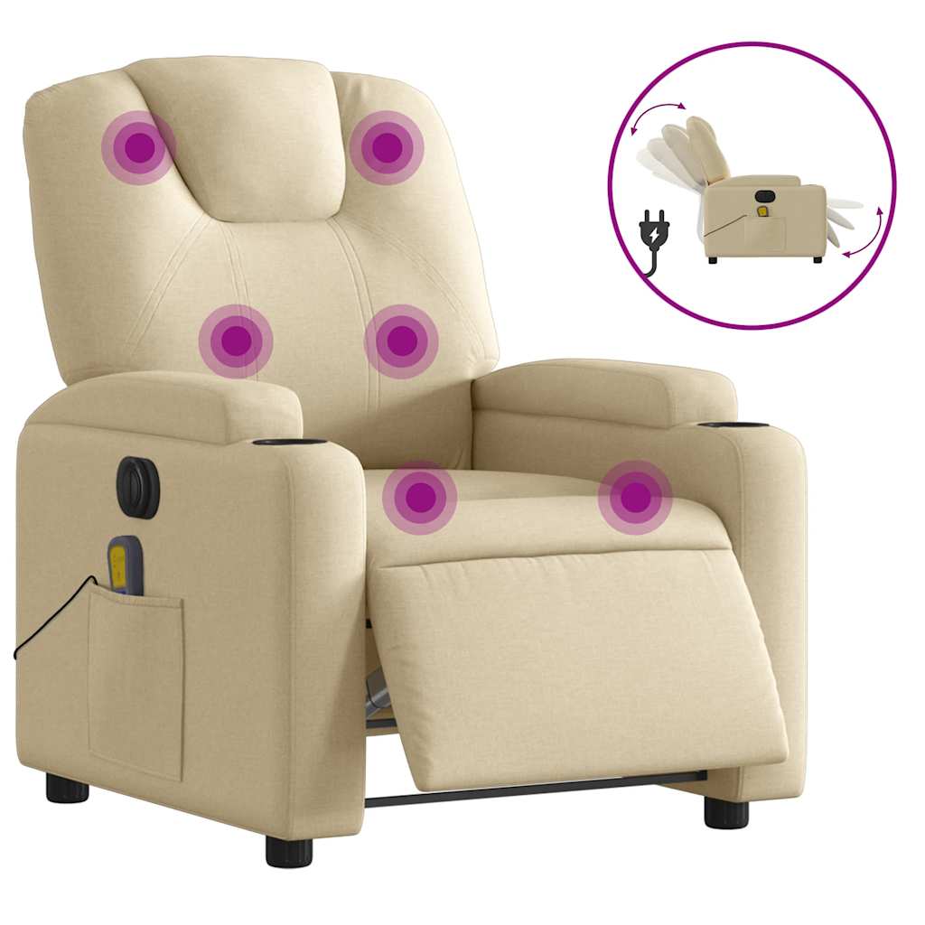 Fauteuil de massage électrique en tissu crème