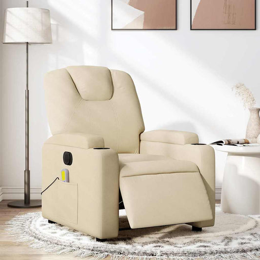 Fauteuil de massage électrique en tissu crème