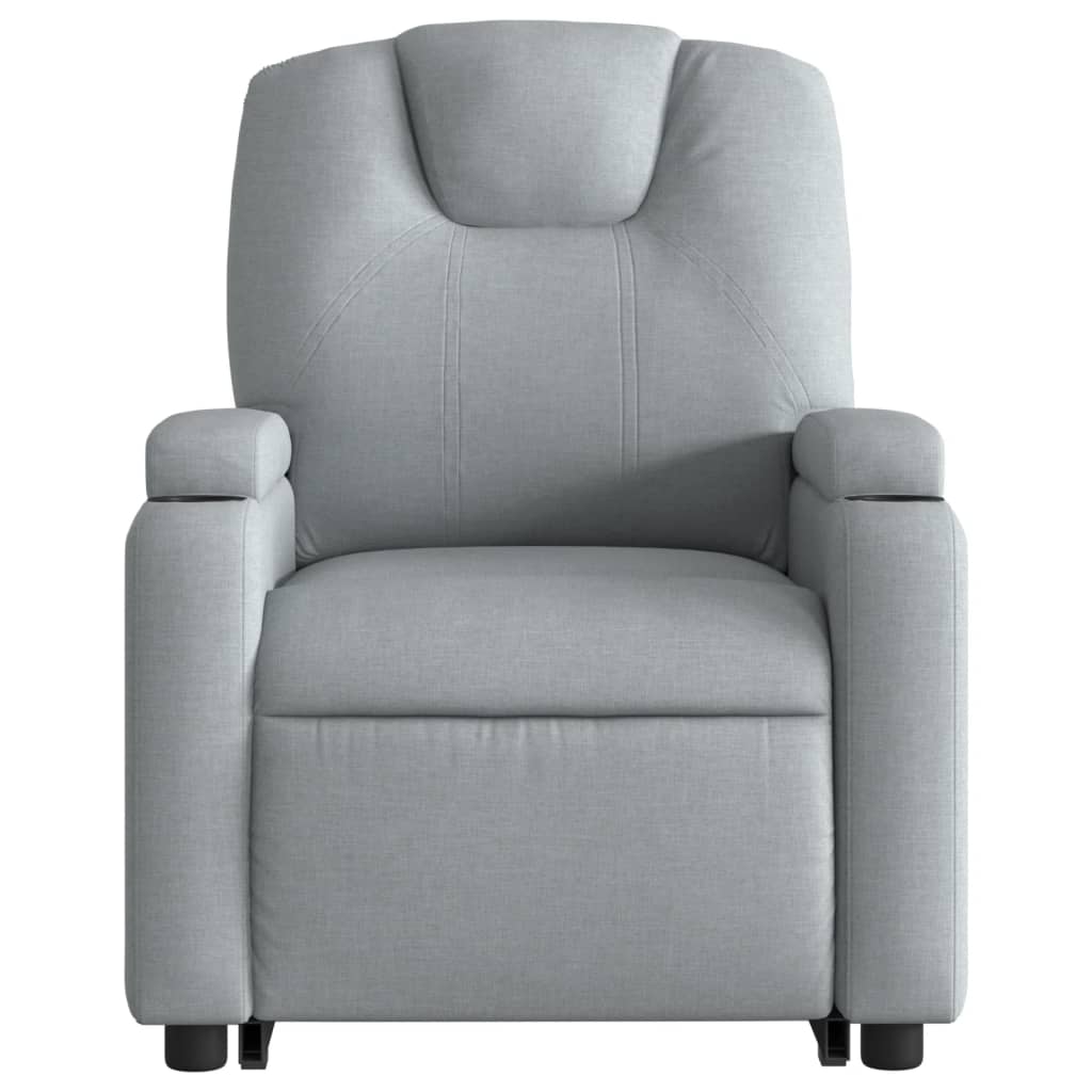 Relaxing chair with stand-up aid light grey fabric