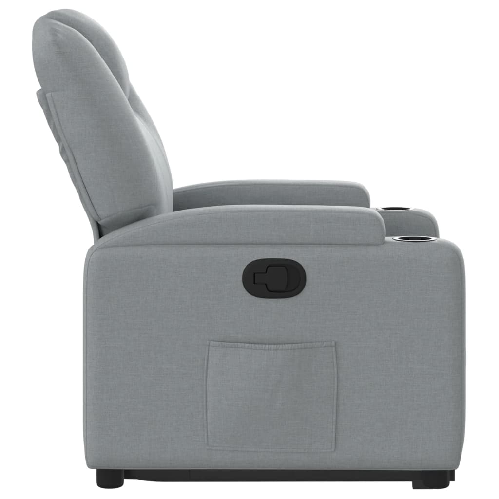 Relaxing chair with stand-up aid light grey fabric