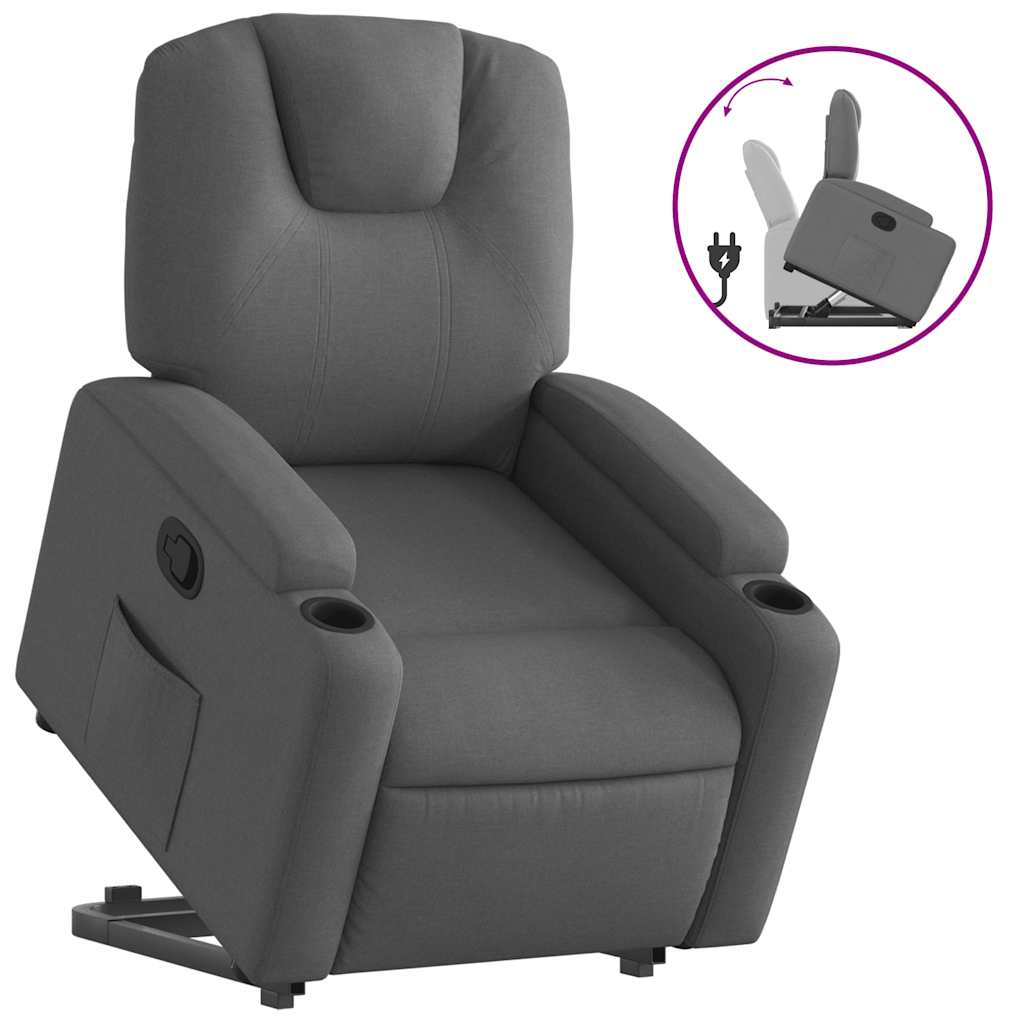 Relaxing chair with stand-up aid dark grey fabric