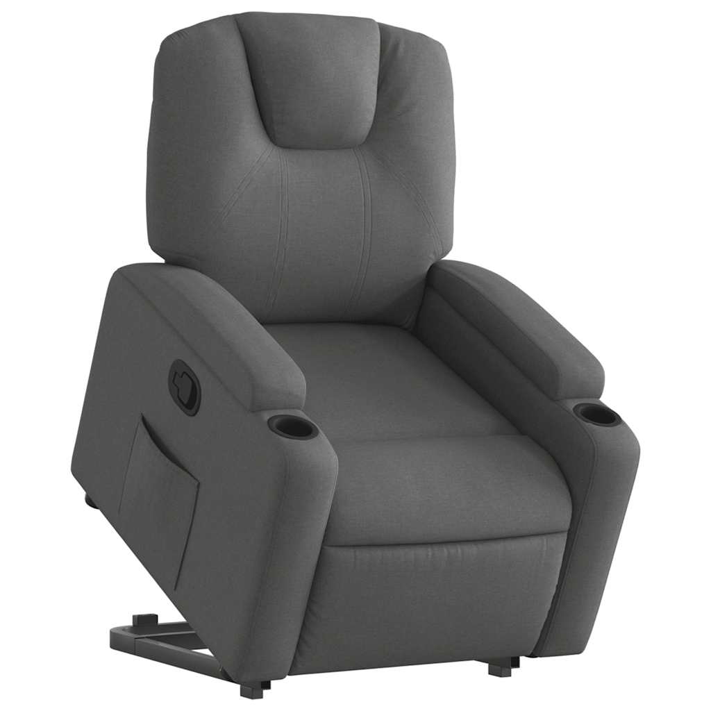 Relaxing chair with stand-up aid dark grey fabric