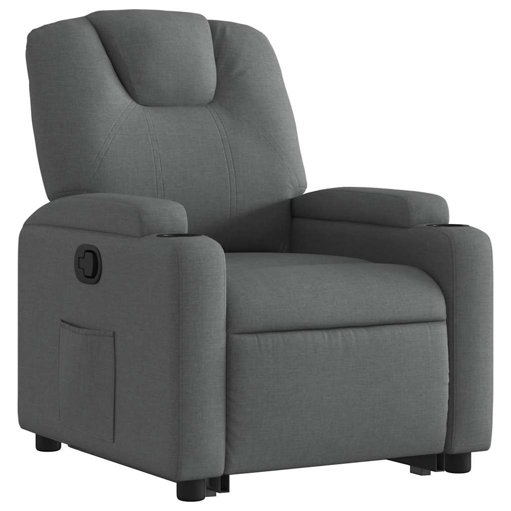 Relaxing chair with stand-up aid dark grey fabric