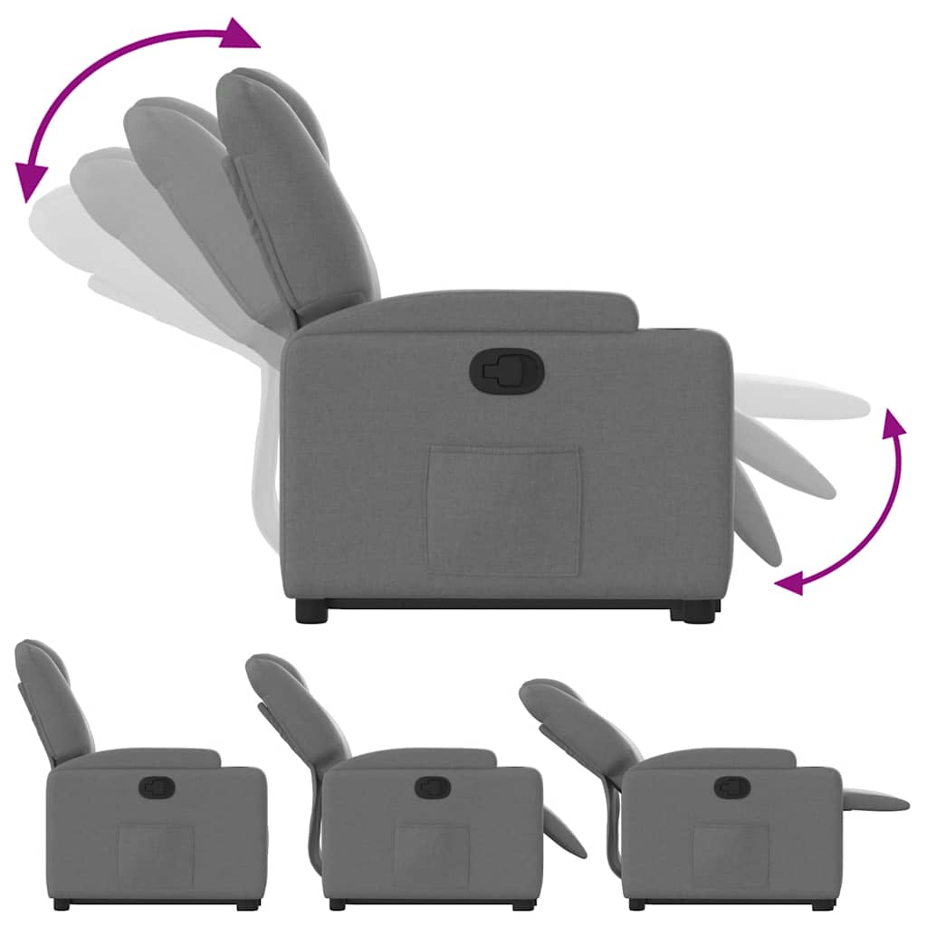Relaxing chair with stand-up aid dark grey fabric