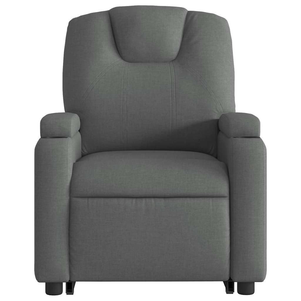 Relaxing chair with stand-up aid dark grey fabric