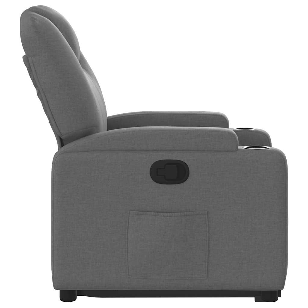 Relaxing chair with stand-up aid dark grey fabric