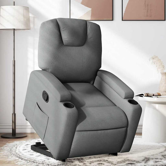 Fauteuil relax avec aide à la verticalisation en tissu gris foncé