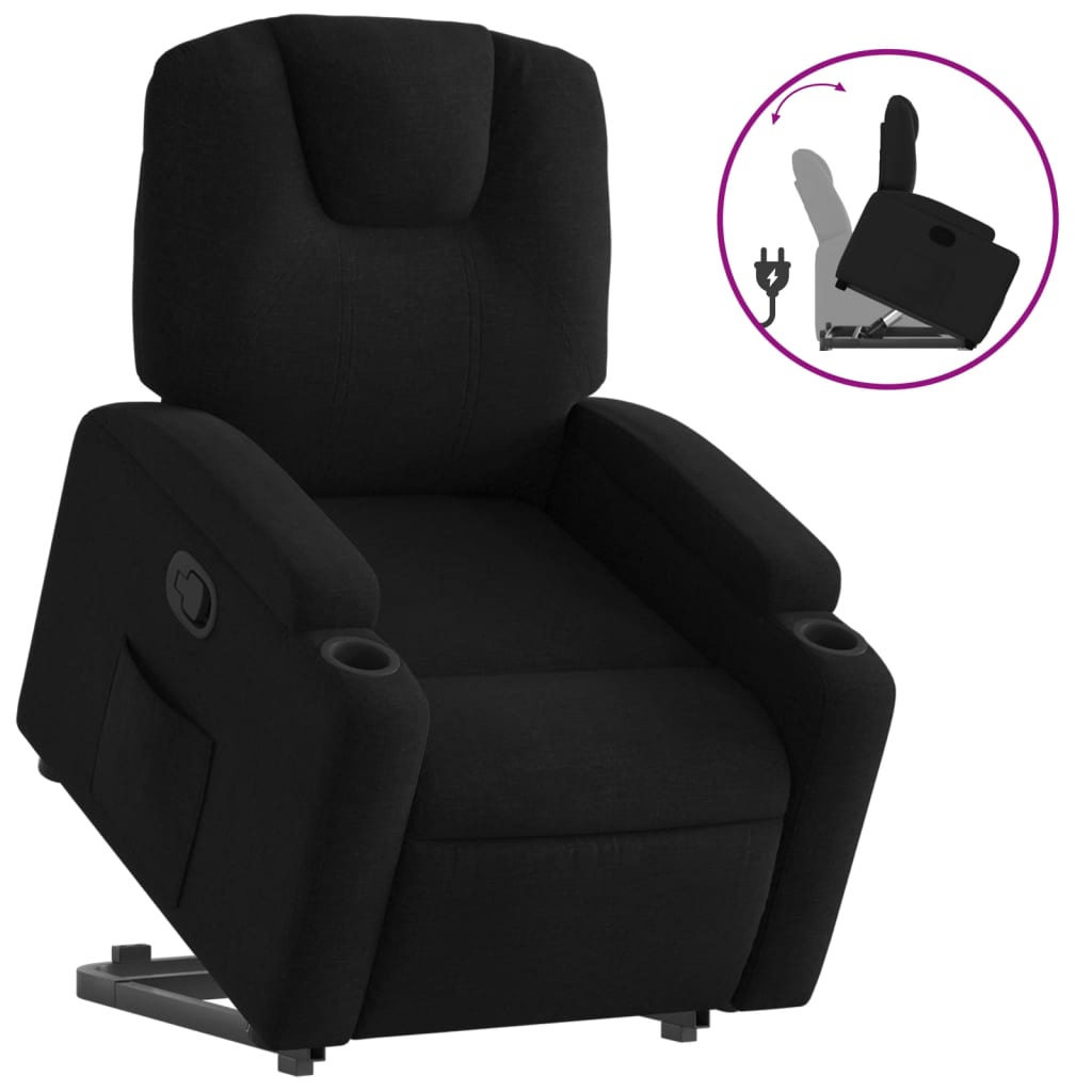 Fauteuil inclinable avec aide à la verticalisation en tissu noir