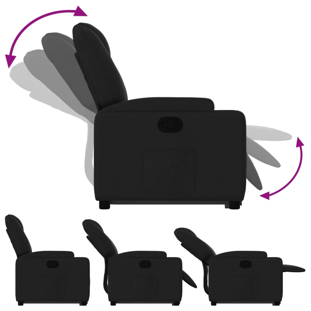 Fauteuil inclinable avec aide à la verticalisation en tissu noir