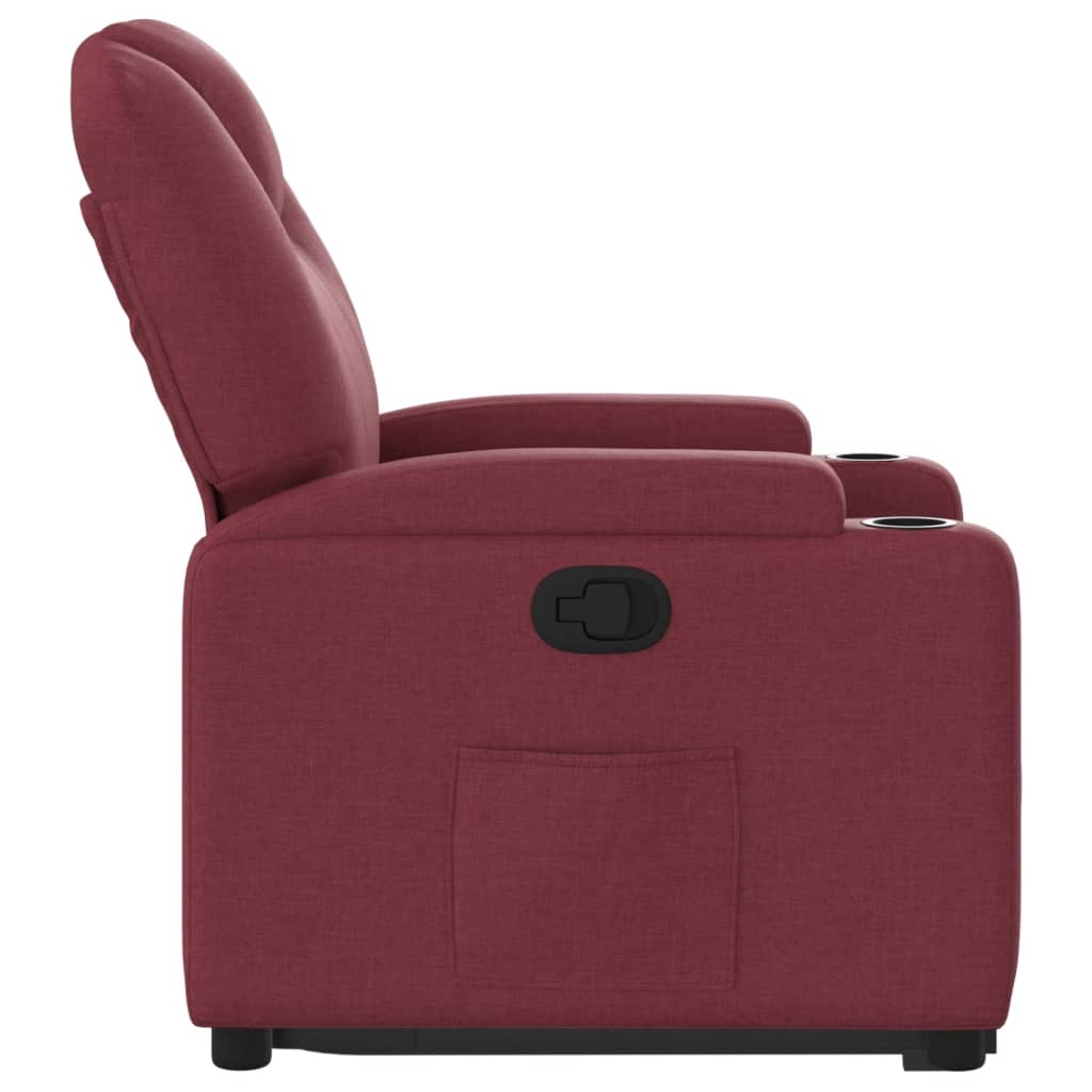 Fauteuil relax avec aide à la verticalisation en tissu rouge vin