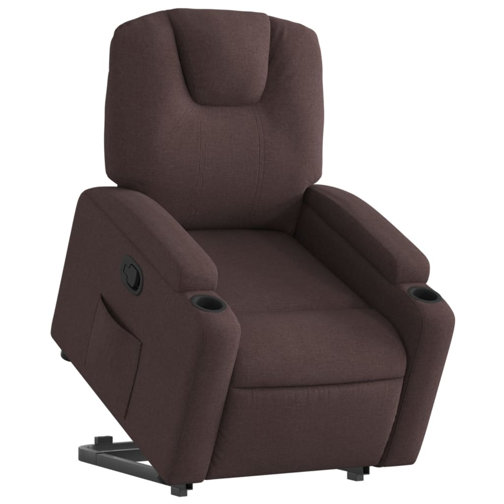 Fauteuil relax avec aide à la verticalisation en tissu marron foncé