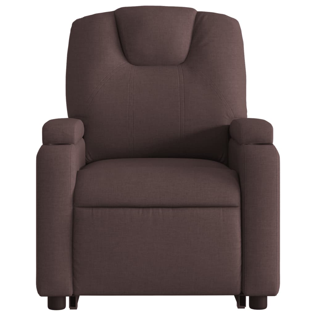 Fauteuil relax avec aide à la verticalisation en tissu marron foncé
