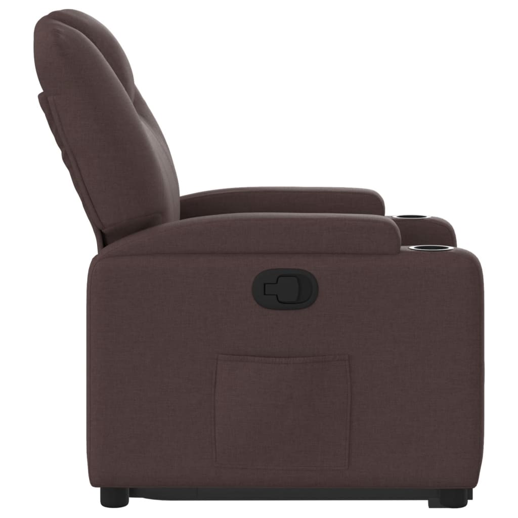 Fauteuil relax avec aide à la verticalisation en tissu marron foncé