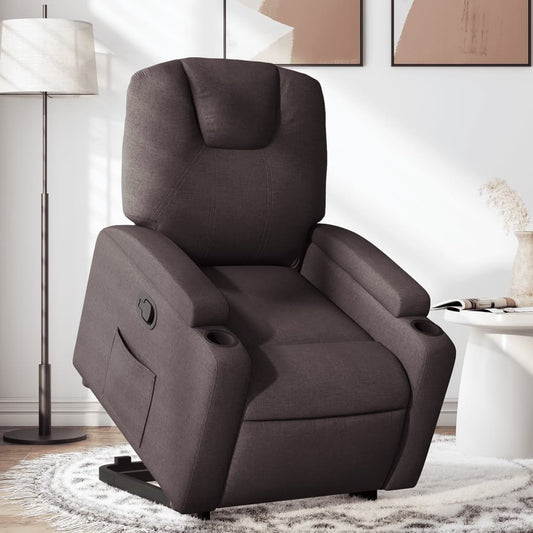 Fauteuil relax avec aide à la verticalisation en tissu marron foncé