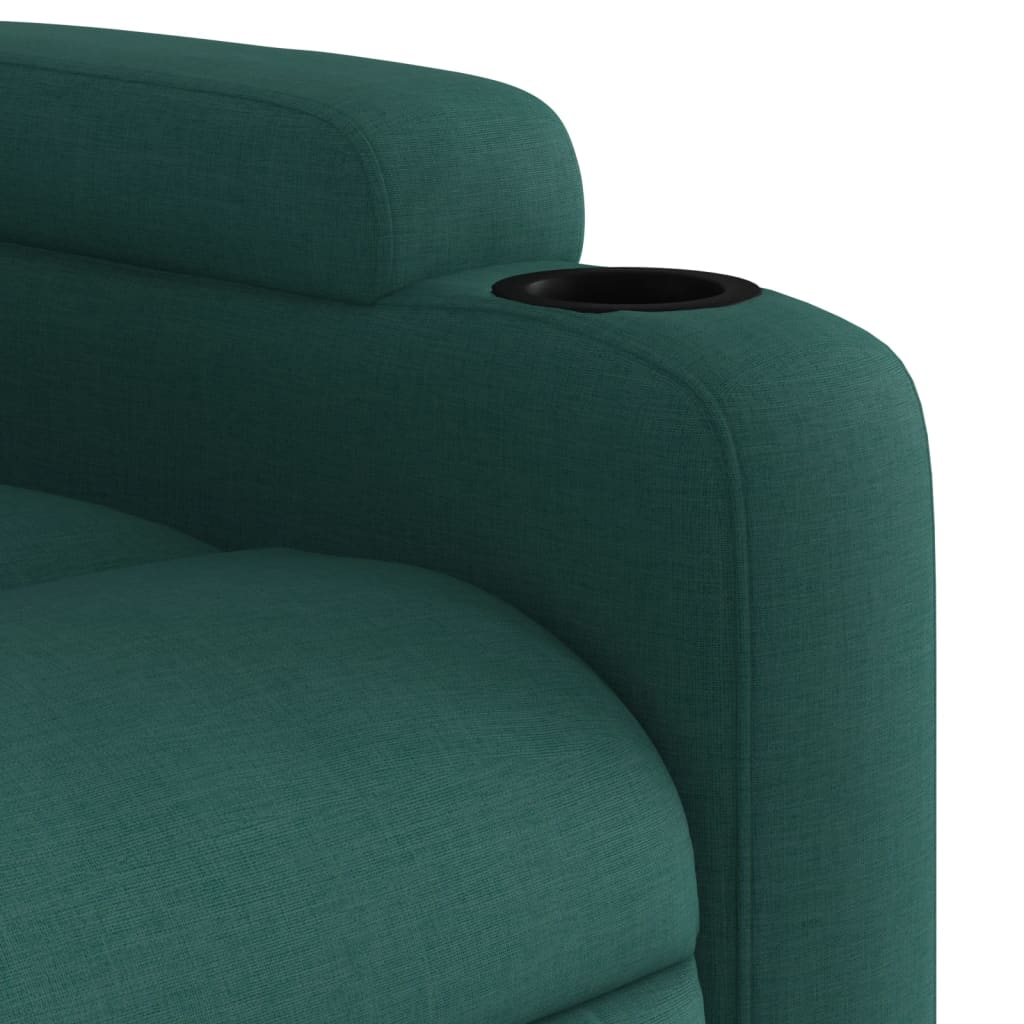 Fauteuil relax avec aide à la verticalisation en tissu vert foncé