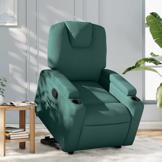Fauteuil relax avec aide à la verticalisation en tissu vert foncé
