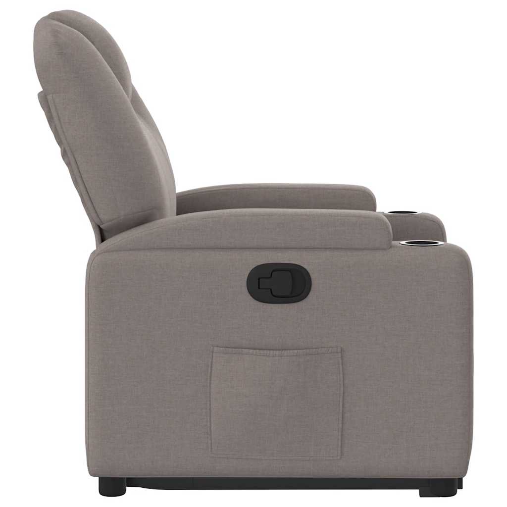 Fauteuil relax avec aide à la verticalisation en tissu taupe