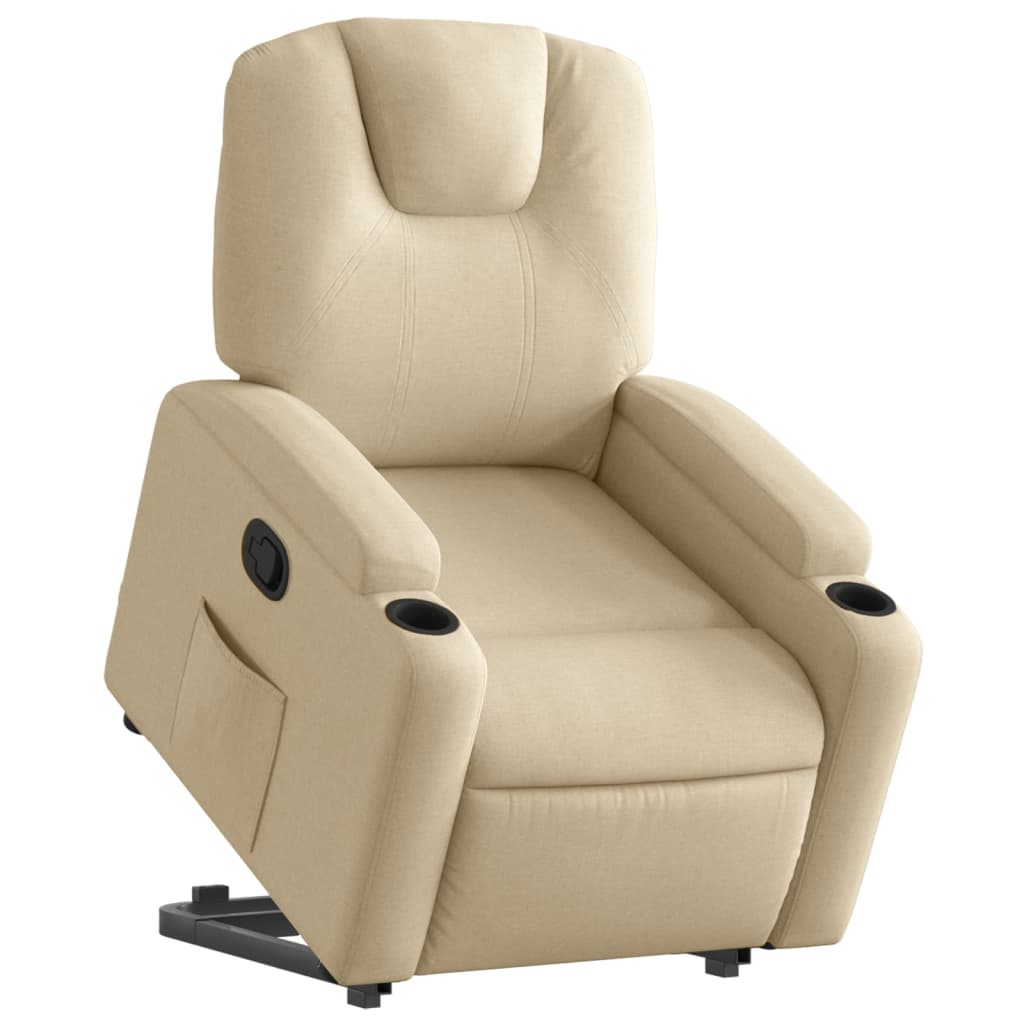 Fauteuil relax avec aide à la verticalisation en tissu crème
