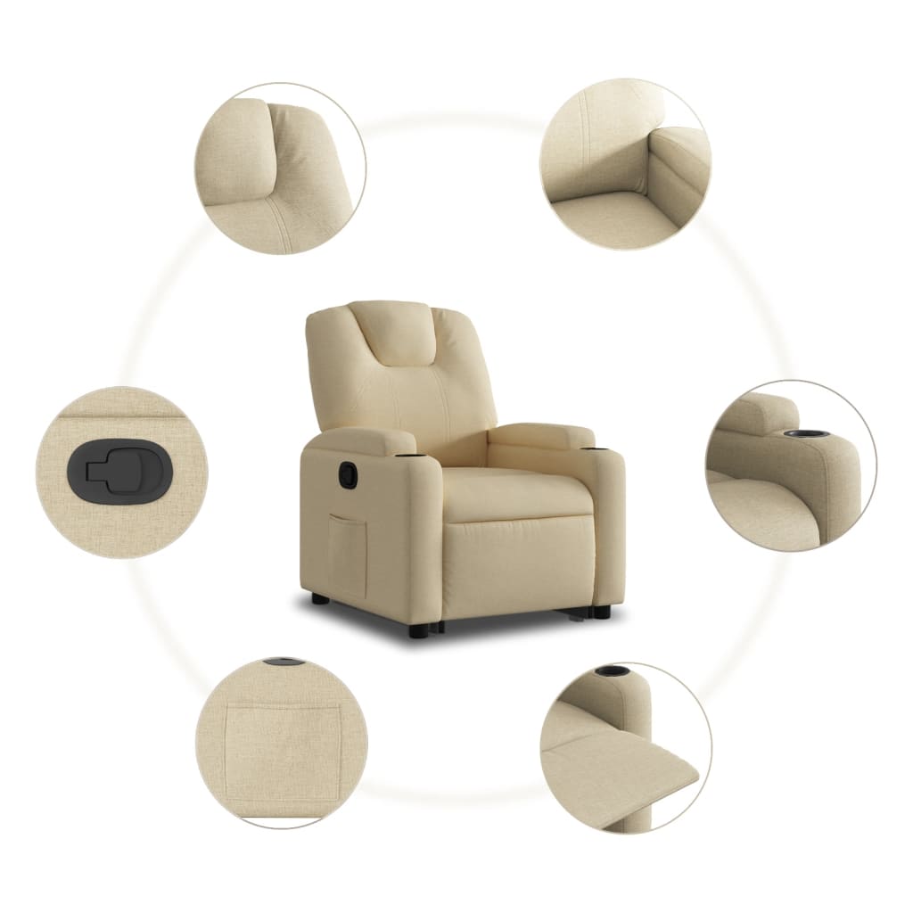 Fauteuil relax avec aide à la verticalisation en tissu crème