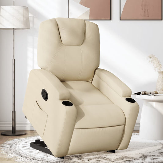 Fauteuil relax avec aide à la verticalisation en tissu crème