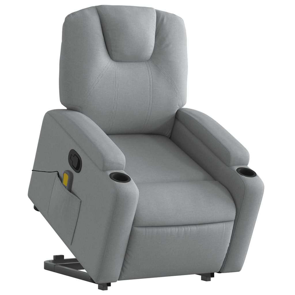 Fauteuil de massage avec aide à la verticalisation en tissu gris clair