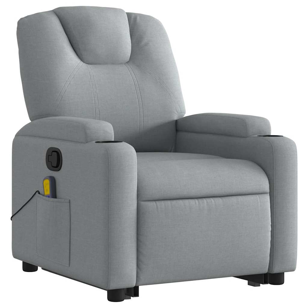 Fauteuil de massage avec aide à la verticalisation en tissu gris clair
