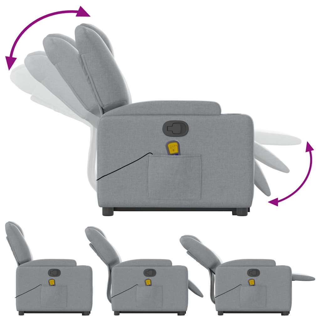 Fauteuil de massage avec aide à la verticalisation en tissu gris clair