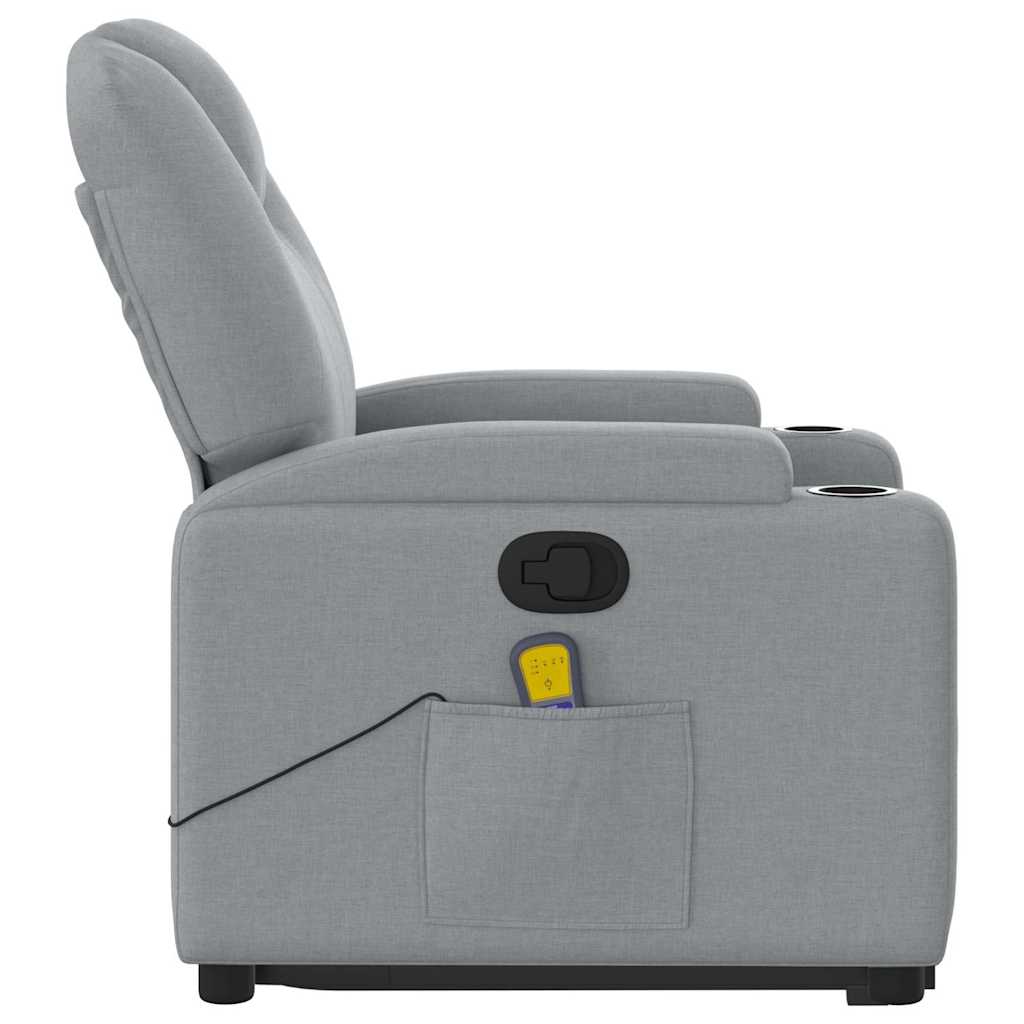 Fauteuil de massage avec aide à la verticalisation en tissu gris clair