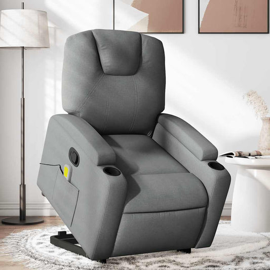 Fauteuil de massage avec aide au verticalisation en tissu gris foncé