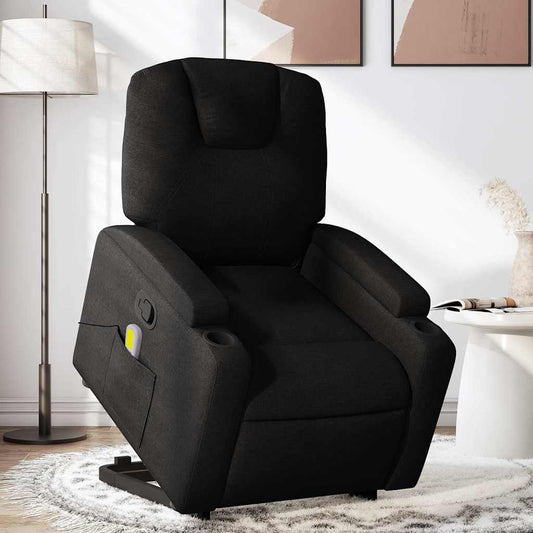 Fauteuil de massage avec aide au verticalisation en tissu noir