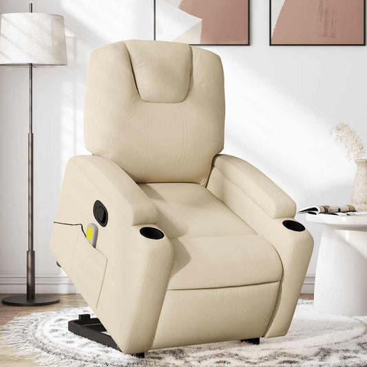 Fauteuil de massage avec aide au verticalisation en tissu crème