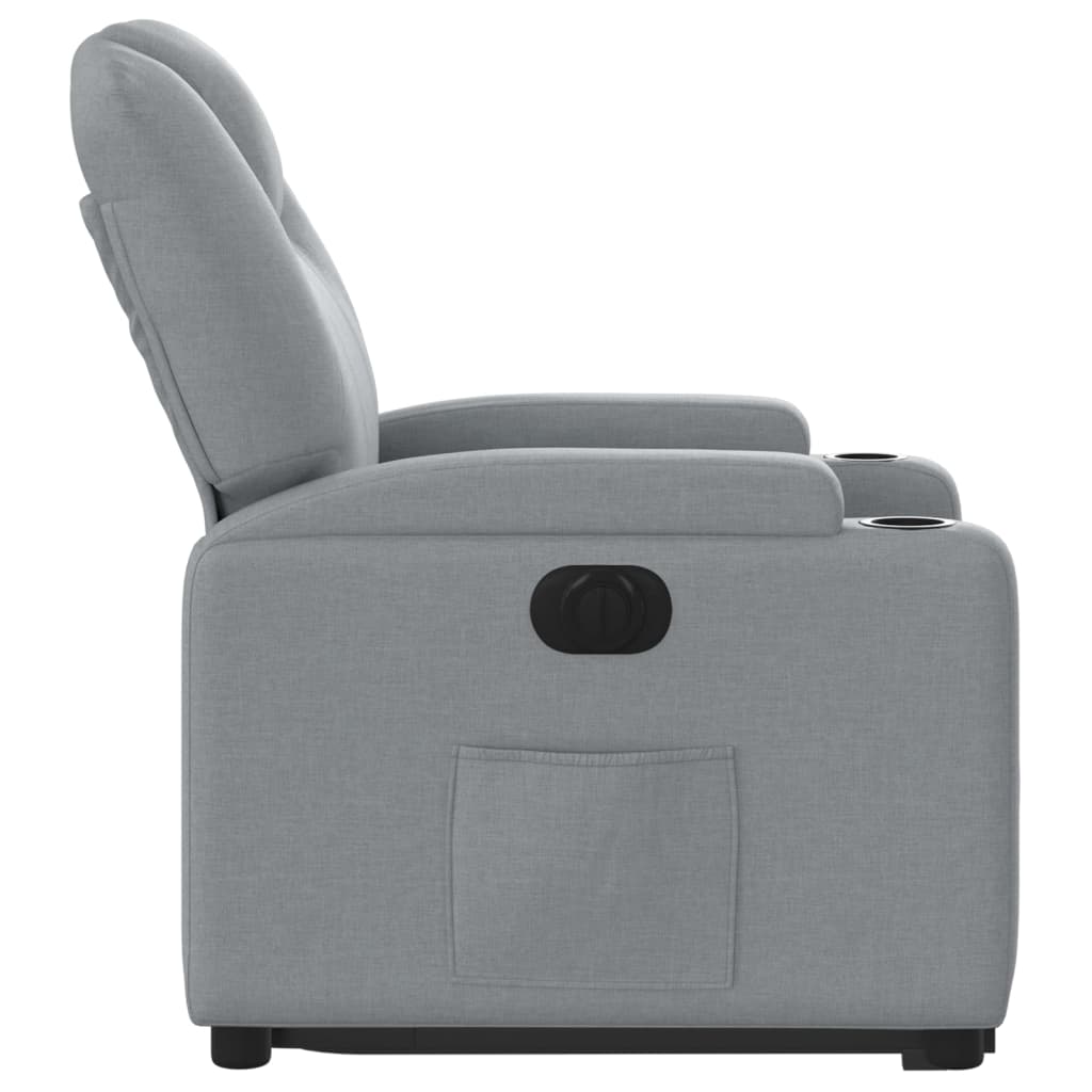 Fauteuil relax avec releveur électrique en tissu gris clair