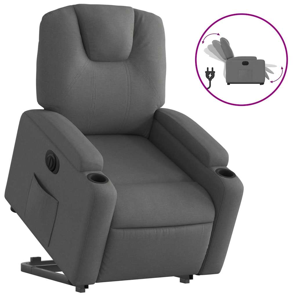 Fauteuil relax avec releveur électrique en tissu gris foncé