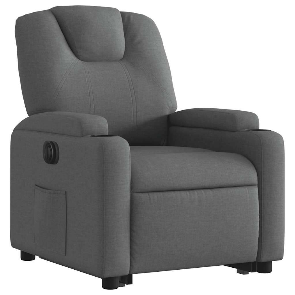 Fauteuil relax avec releveur électrique en tissu gris foncé
