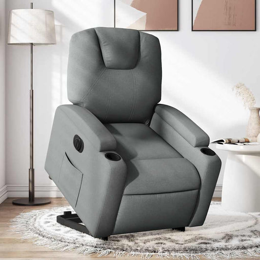 Fauteuil relax avec releveur électrique en tissu gris foncé