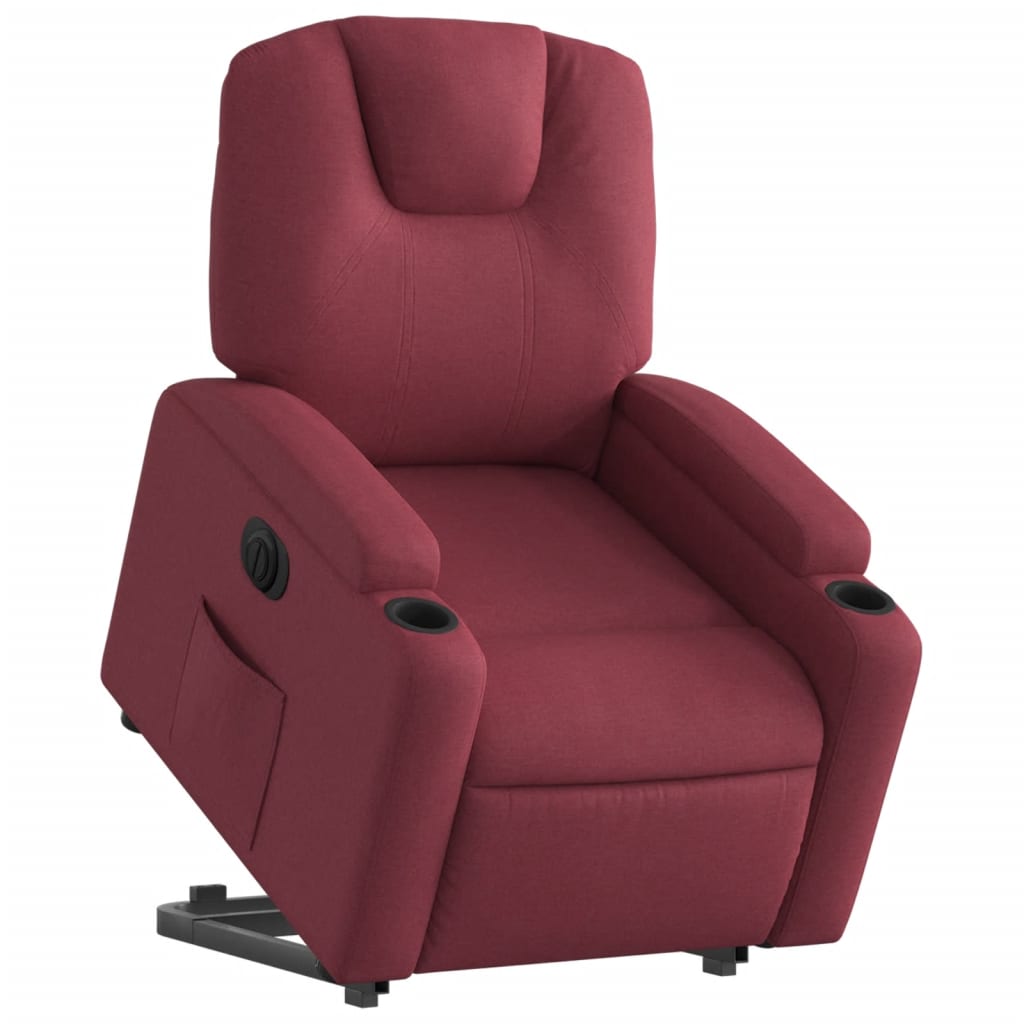 Fauteuil relax avec releveur électrique en tissu rouge vin