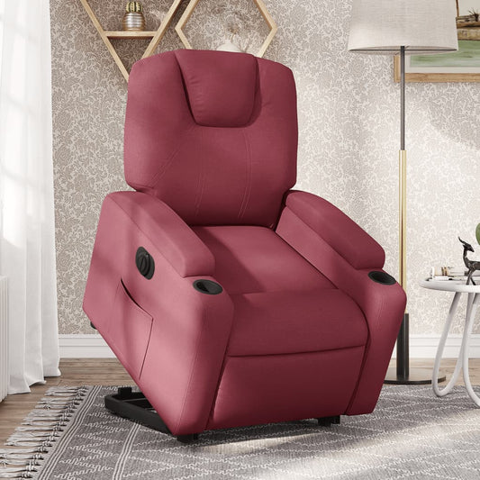 Fauteuil relax avec releveur électrique en tissu rouge vin