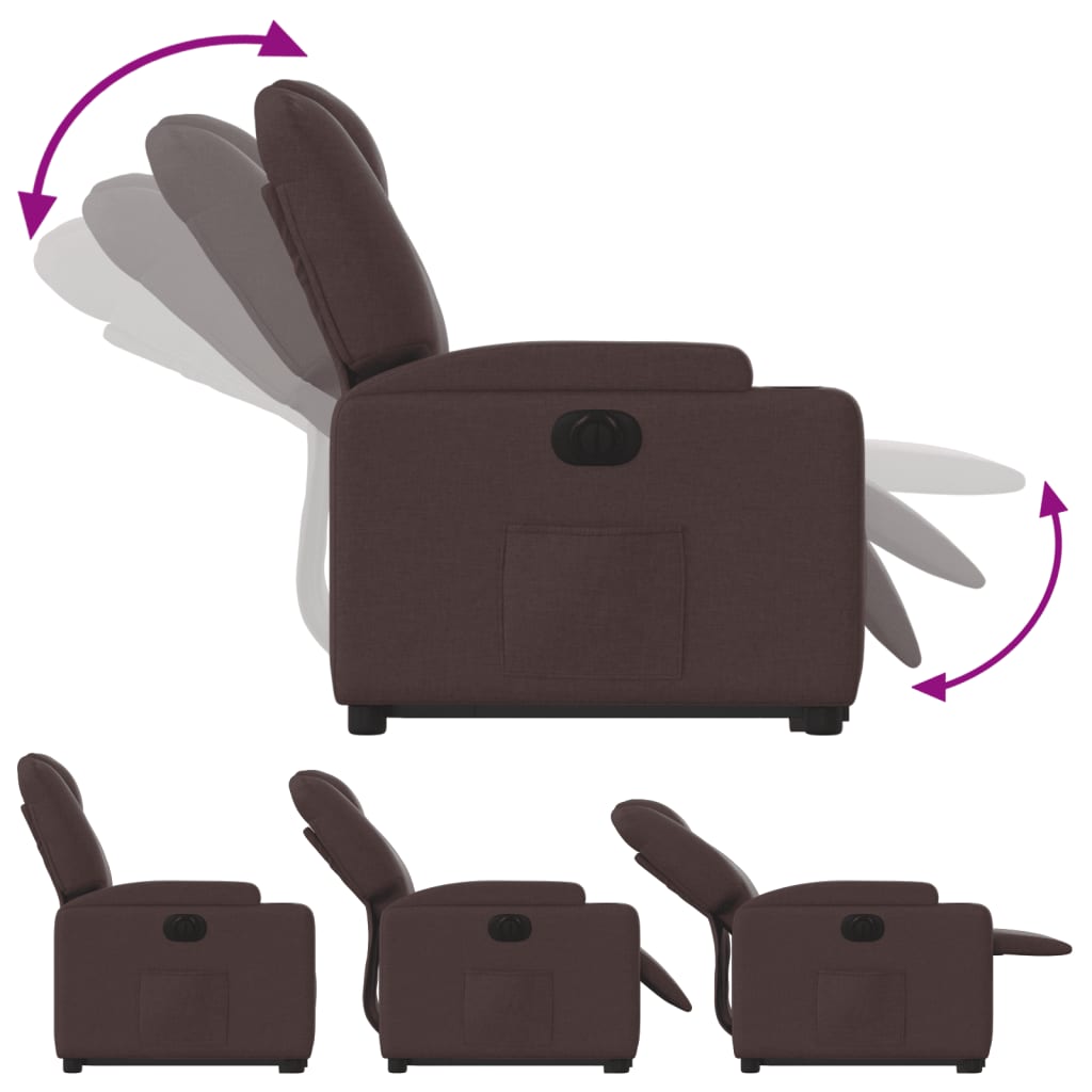 Fauteuil relax avec releveur électrique en tissu marron foncé