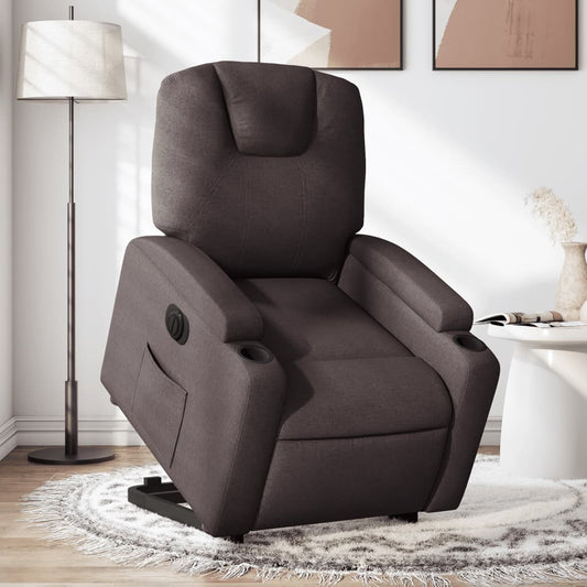 Fauteuil relax avec releveur électrique en tissu marron foncé