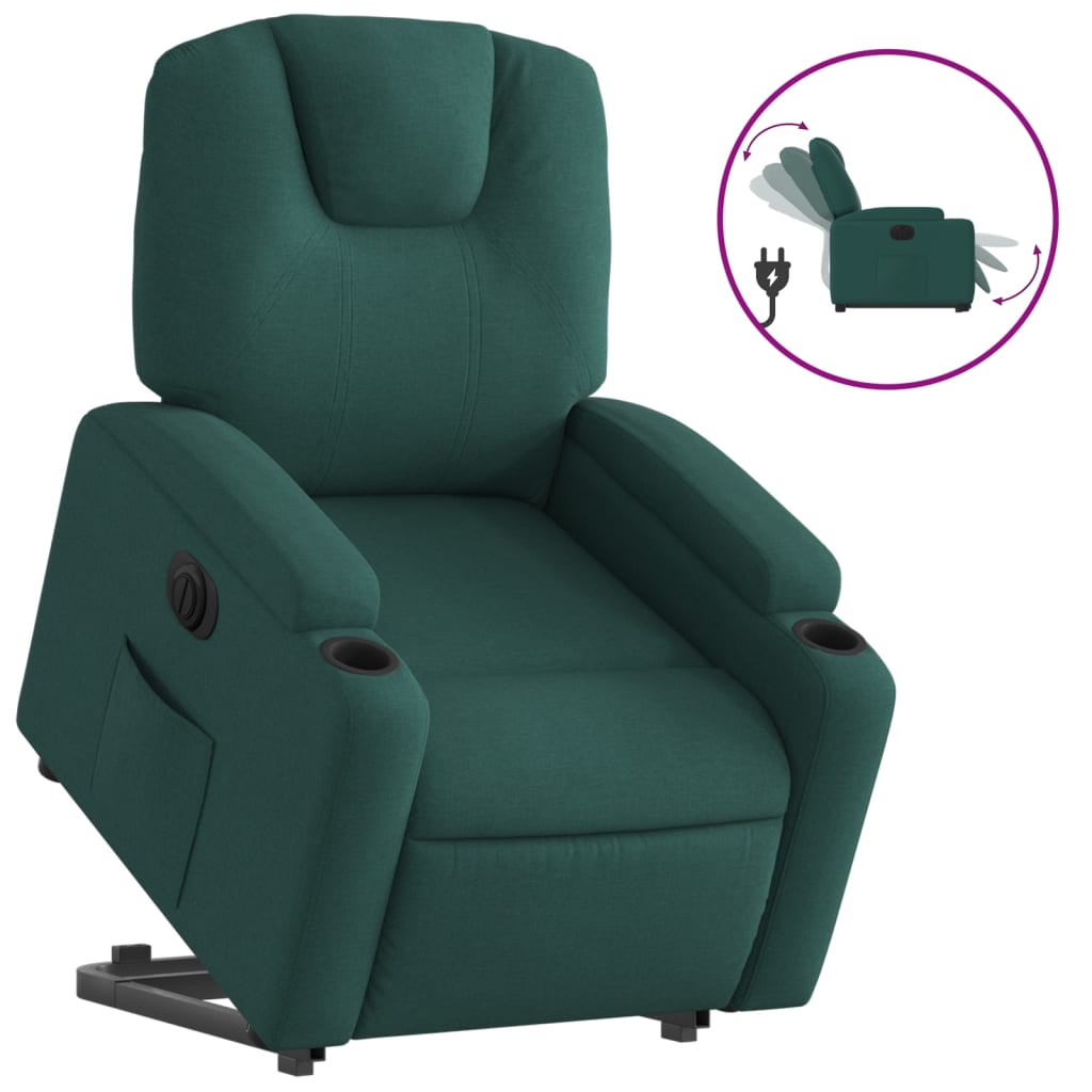 Fauteuil relax avec releveur électrique en tissu vert foncé