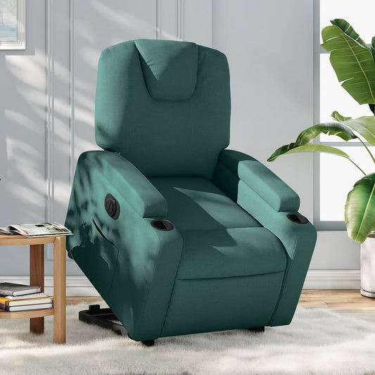Fauteuil relax avec releveur électrique en tissu vert foncé