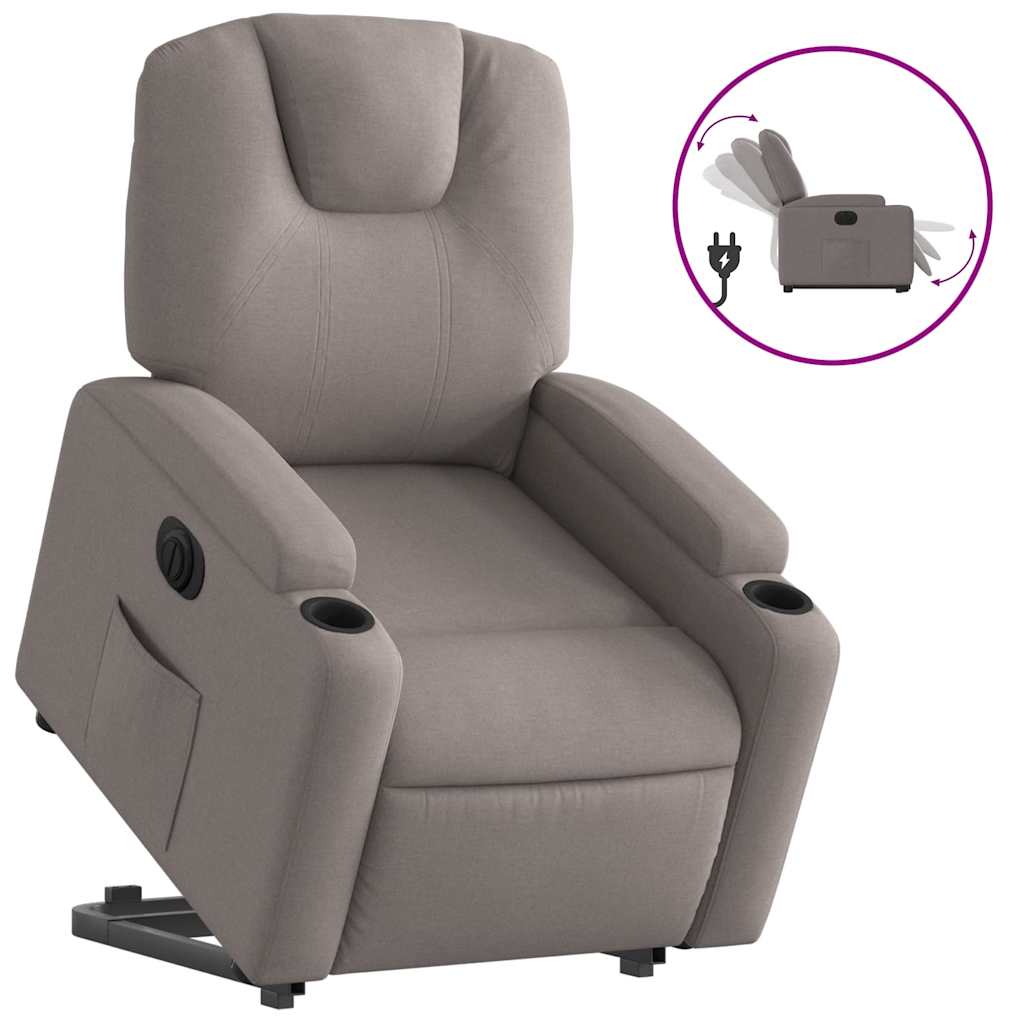 Fauteuil relax avec releveur électrique en tissu taupe