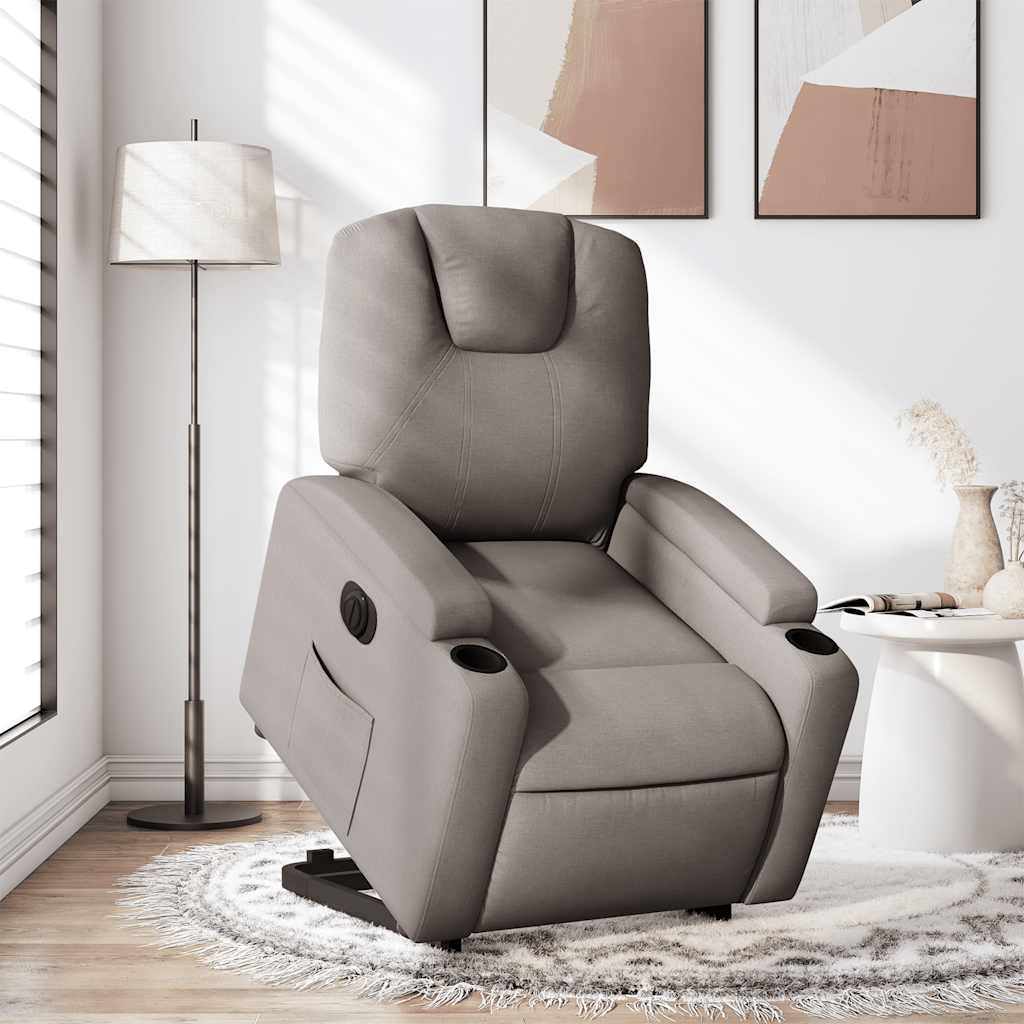 Relaxsessel mit Aufstehhilfe Elektrisch Taupe Stoff