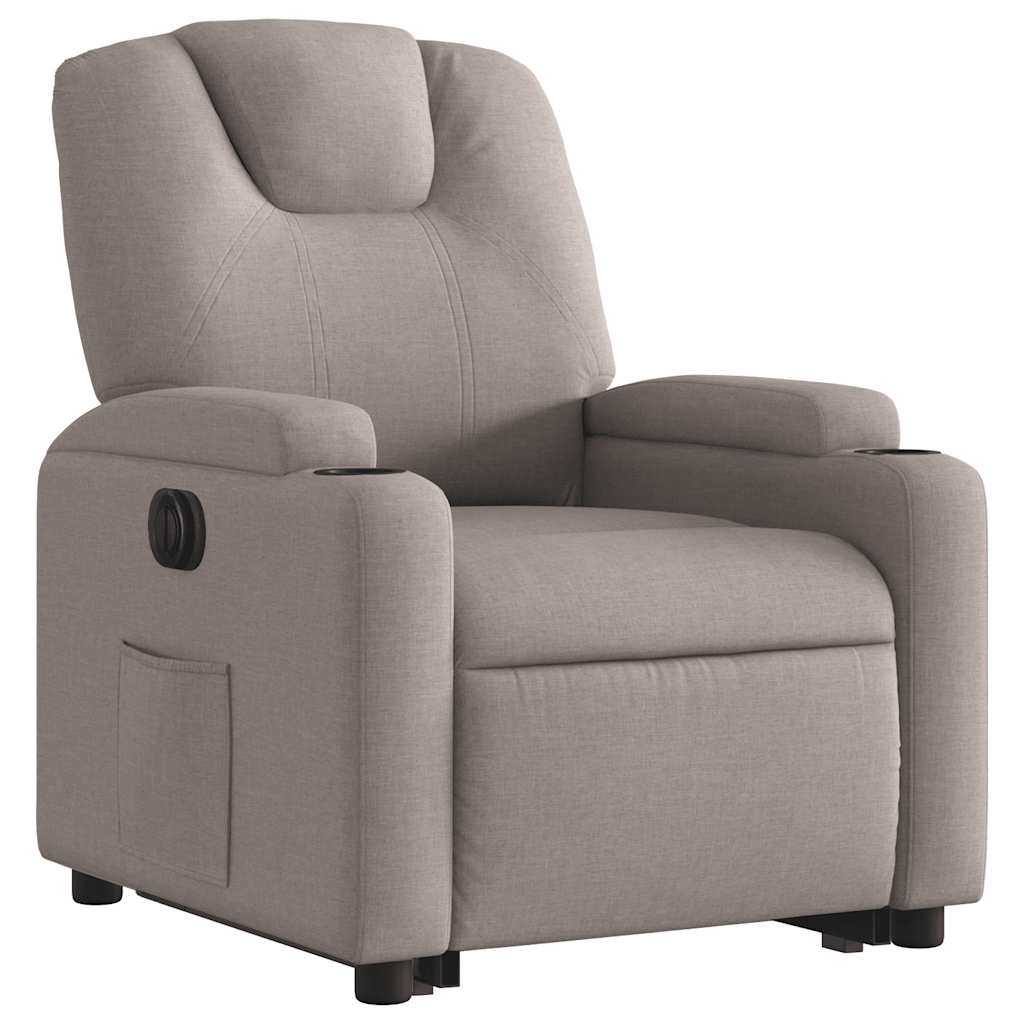 Fauteuil relax avec releveur électrique en tissu taupe